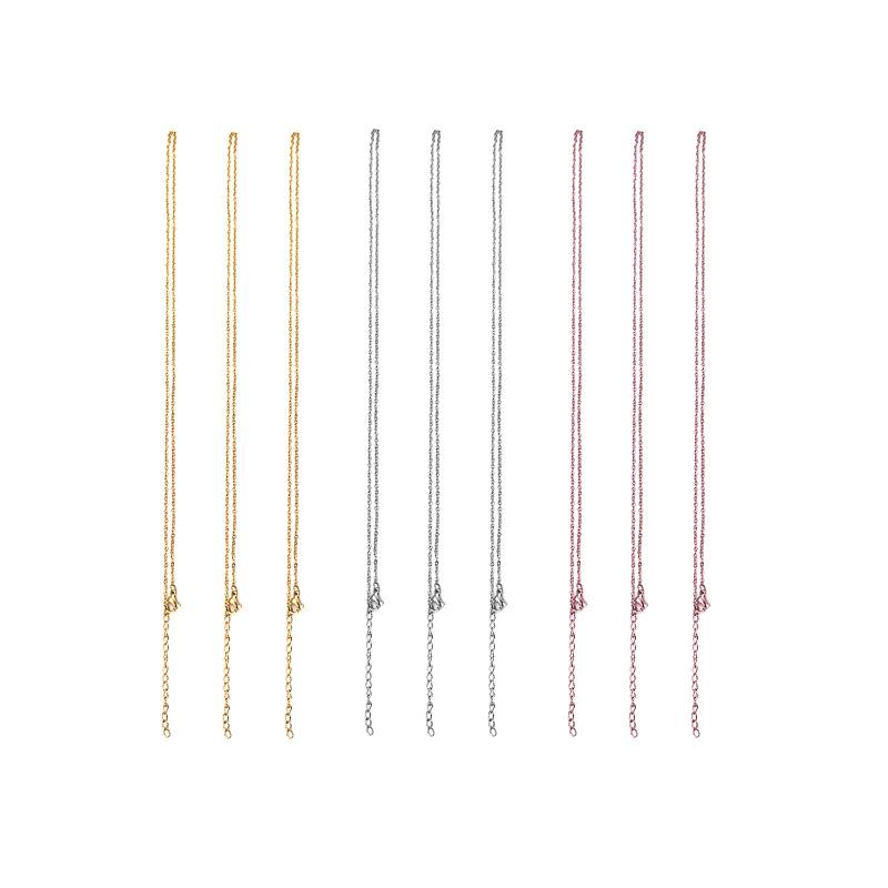 ASON Lot Stainless Steel 45+5cm Necklace Pendant Cross O-shaped Belt Extension Chain For Women Jewerly Diy Making