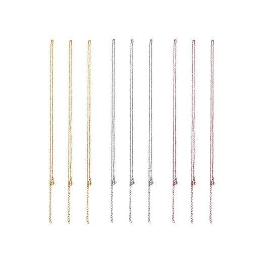 ASON Lot Stainless Steel 45+5cm Necklace Pendant Cross O-shaped Belt Extension Chain For Women Jewerly Diy Making