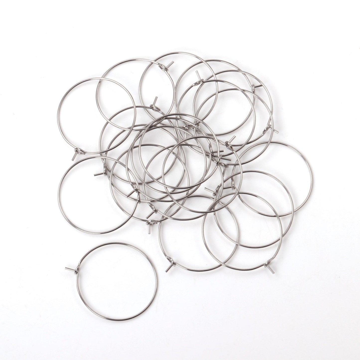 ASON 100pcs/lot Gold/Silver Color Big Circle Earring Hoops Stainless Steel Earring Clasps Metal Ring for Jewelry Making Supplies