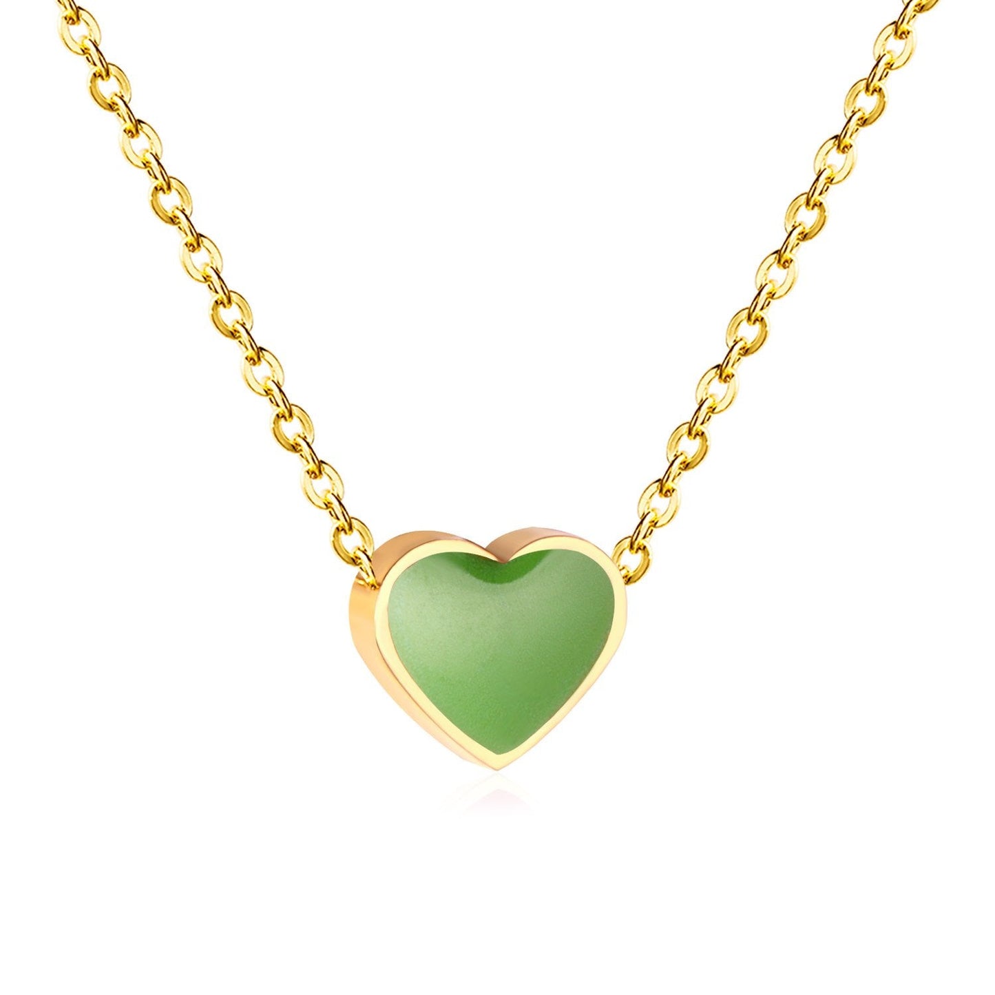ASON Lover's Gift Heart Shape Pendant Necklaces Stainless Steel Red/Green/Blue Color Dripping Oil Chains Necklaces Collars