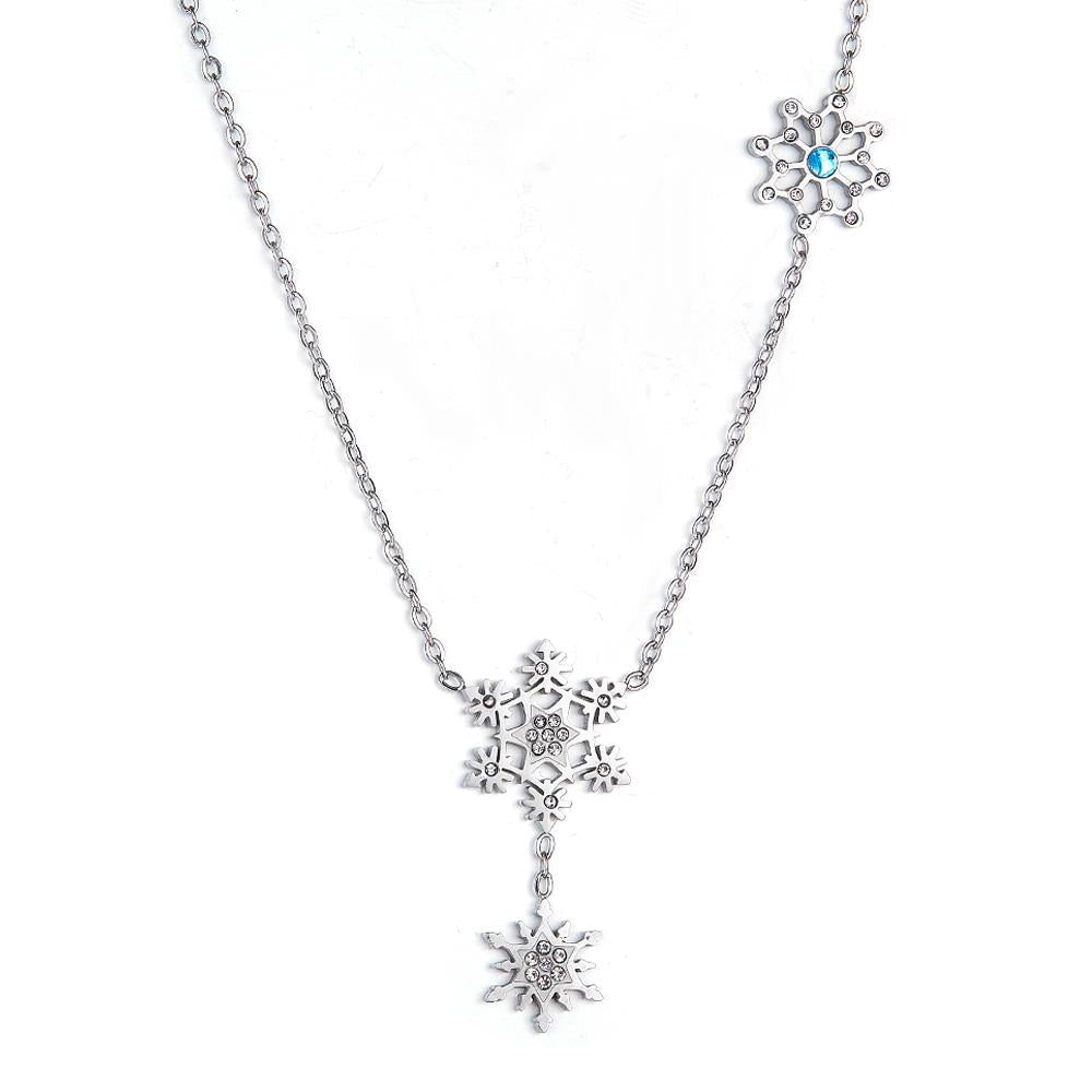 Snowflake Collier Tassel Long Necklace With Zirconia Luxury Fine Gifts For Woman Steel Color Pendant Necklace 2022
