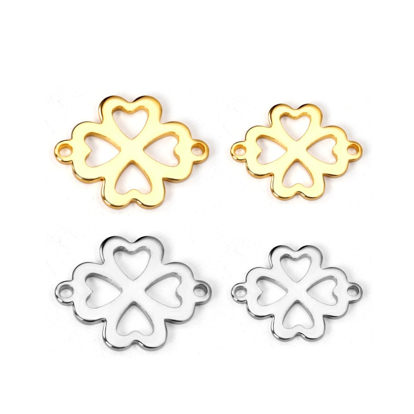 ASON 100pcs/Lot  Stainless Steel Charms Gold Silver Color Flower Shape Pendants For Necklaces DIY Jewelry Wholesale Accessories