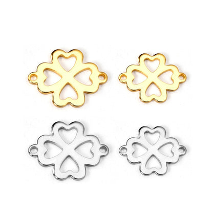 ASON 100pcs/Lot  Stainless Steel Charms Gold Silver Color Flower Shape Pendants For Necklaces DIY Jewelry Wholesale Accessories