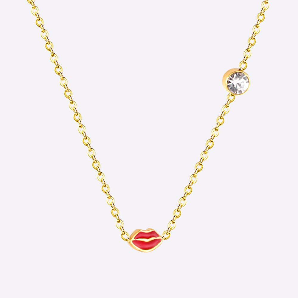 New Red/Pink Color Lips Stainless Steel Pendant Necklace For Girls Fashion Chain Necklace Jewellry bijoux femme