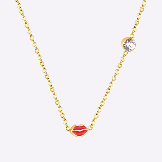 New Red/Pink Color Lips Stainless Steel Pendant Necklace For Girls Fashion Chain Necklace Jewellry bijoux femme
