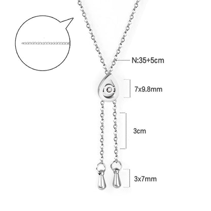 ASON Silver Color Water Drop Pendant Necklace 316L Stainless Steel with Cubic Zirconia for Women Gift Jewelry Accessory