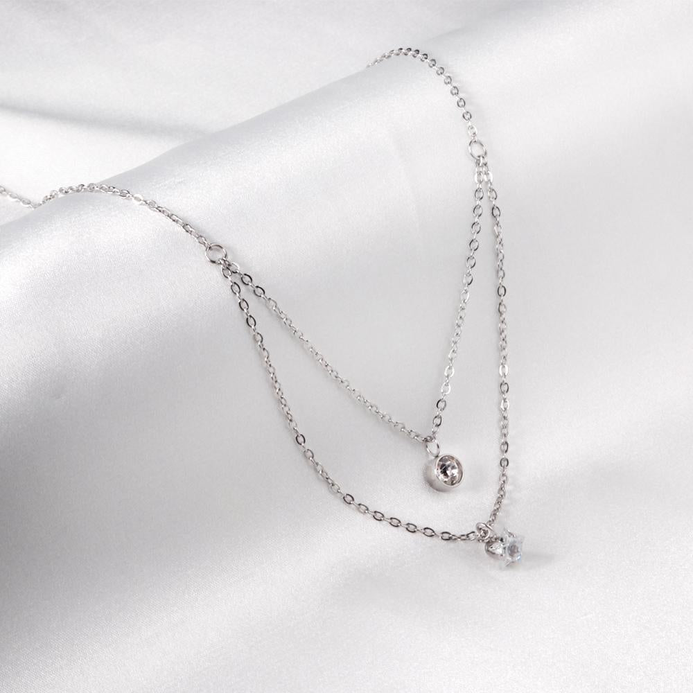 Necklace With Rhinestones For Women Cubic Zirconia Luxury Star Charm Fish Tail Collar For Girls