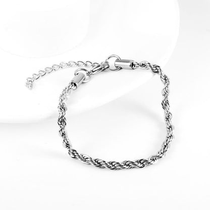 Wholesale Twist Bracelets 2/3/4/5mm Woman Boho Rolo Chain Bracelets Waterproof Stainless Steel Vintage Hand Jewelry pulseras