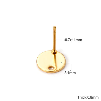 ASON 100 Pcs/Lots Small Ear Studs Round Shape With Holes Stainless Steel Base Setting Connector For DIY Jewelry Making Supplies