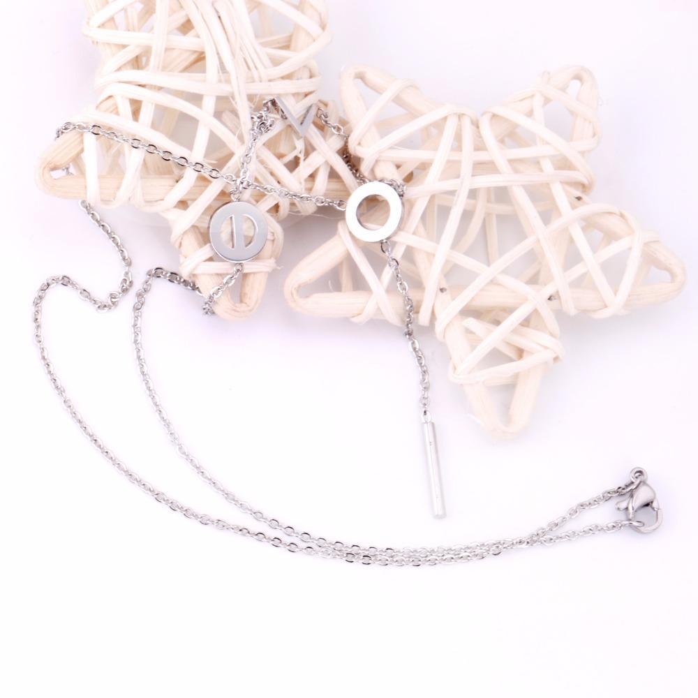 Fashion Jewelry Rose Gold "Love" Pendants Necklaces For Women 316L Stainless Steel Chains choker Necklace Set