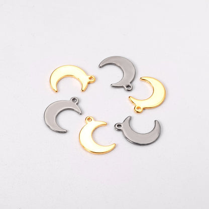 ASON 100Pcs/Lots New Fashion Moon Charms 316L Stainless Steel For Necklace Bracelet Anklet DRY Handmade Jewelry Making Supplies