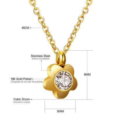 Vintage Flower Star Stainless Steel Gold Necklace Female's Sweater Retro Pendant Necklace Accessory Gifts