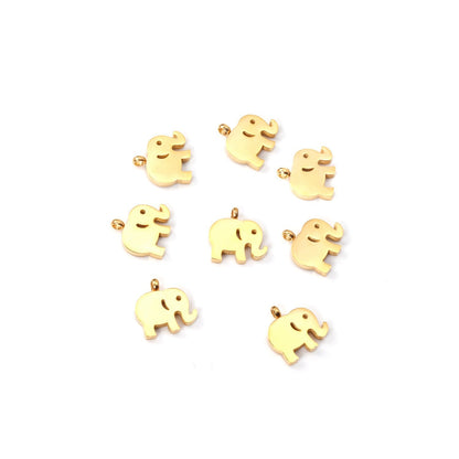 ASON 10pcs/Lot 12.5x9.5mm Gold Pendant Charms Stainless Steel Elephant For Necklace Bracelets DIY Jewelry Accessories Supplies