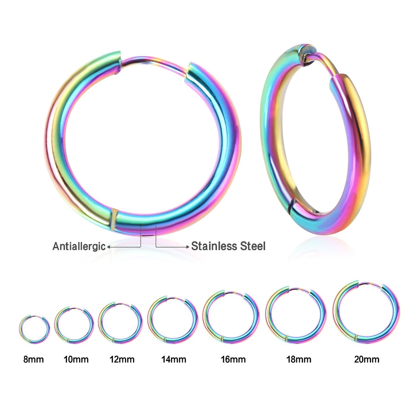 ASON 5pair/10pcs Circle Hoop Earrings Women Girl Colorful Round Earring Geometry Earrings Simple Anti-allergy Jewelry Daily Wear