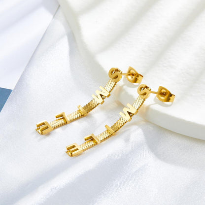 Smile Letter Earrings For Woman Positive Gifts Stainless Steel Tassel Brand Design Drop Pendient Birthday Party