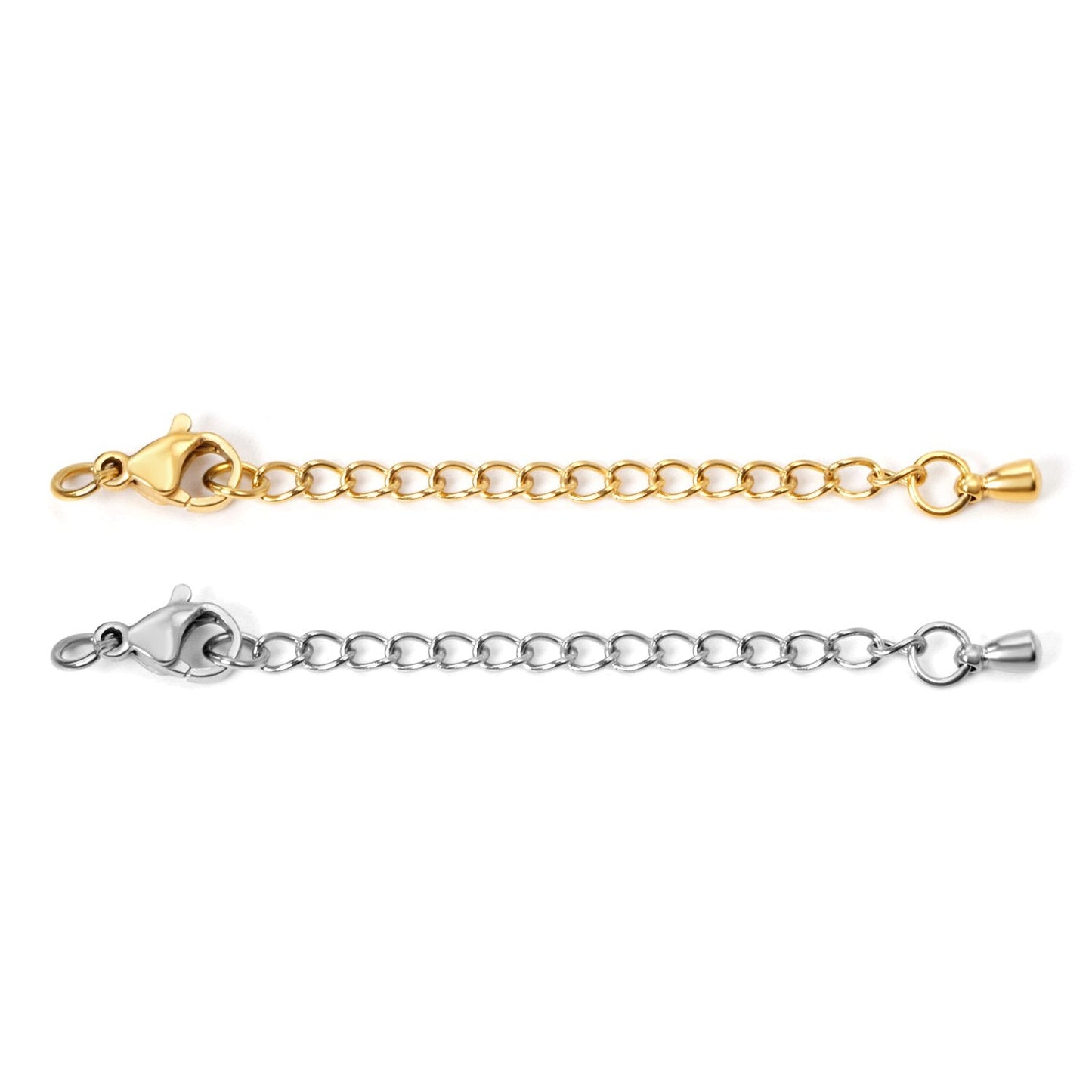 ASON 10pcs/lots Extension Tail Chain 5mm Lobster Clasps Connector Stainless Steel For Bracelet Necklace DIY Jewelry Accessory