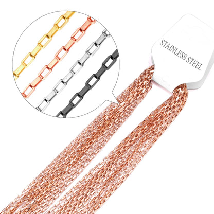ASON 10pcs/Lots Long Necklace Women Collar 2MM Gold Black Rose Silver Color Stainless Steel Box Chains Necklaces Wholesale