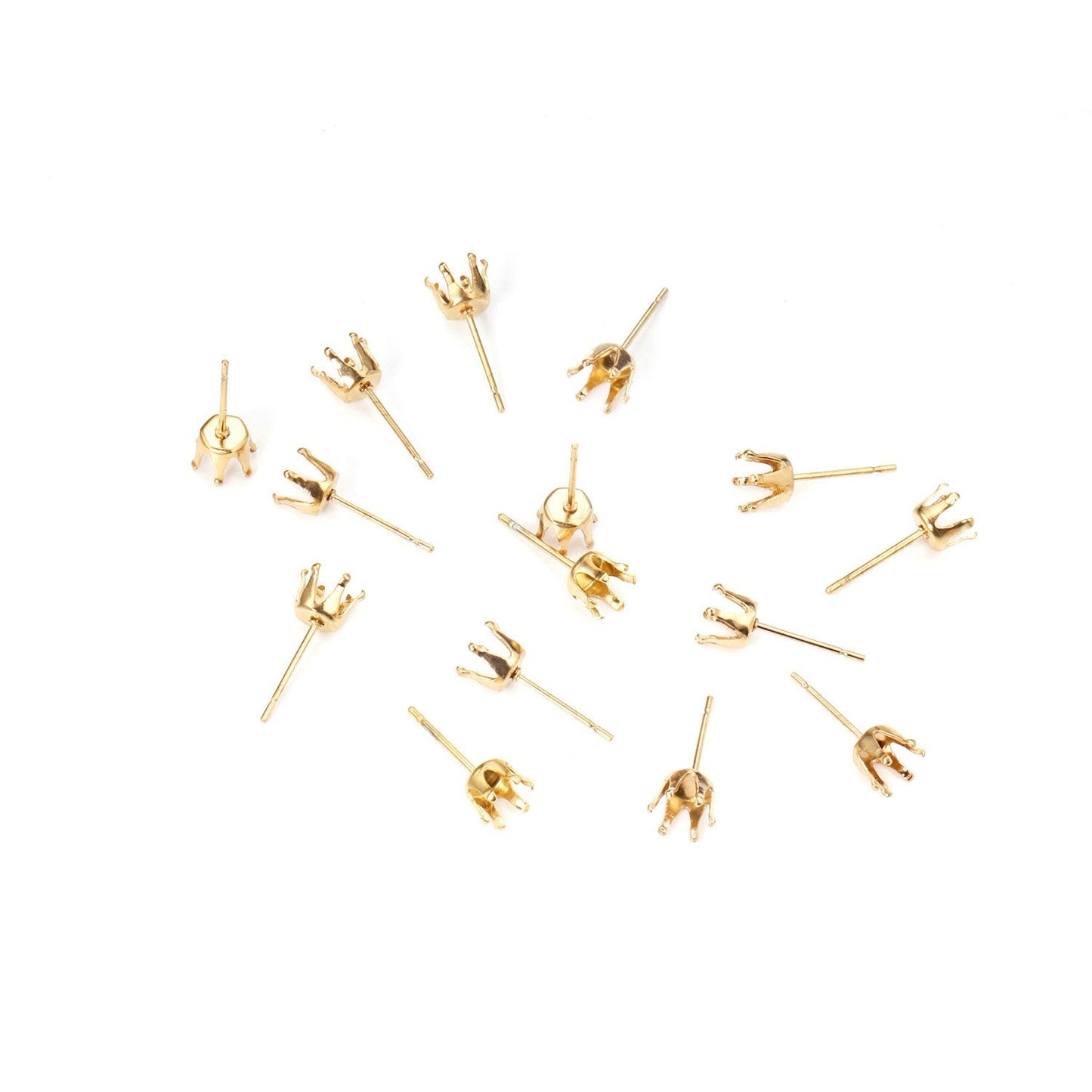 ASON 100pcs/Lot Stainless Steel Round Blank Earring Setting Fit Crystal Cabochons Earring Base for Jewelry Making Accessories