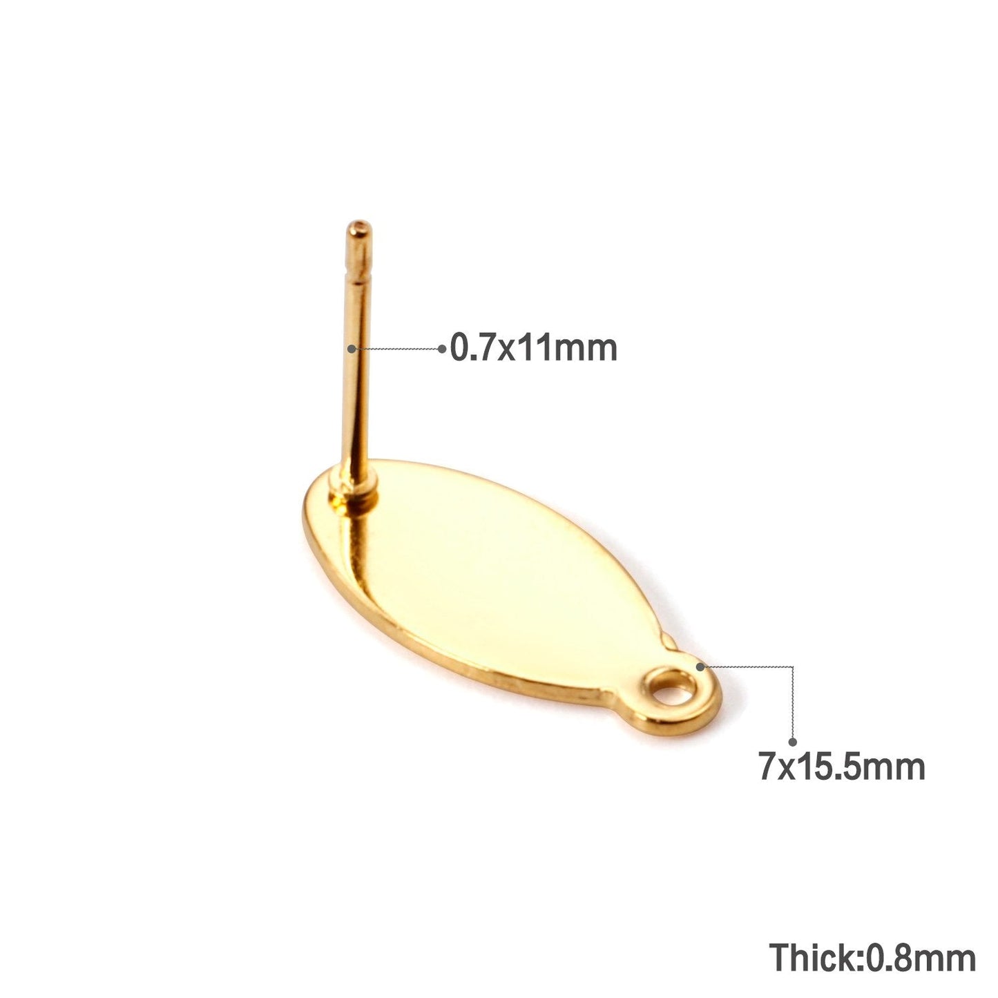 ASON 100 Pcs/Lots Oval Earring Accessories Stainless Steel Anti-allergy Base Setting Connector For DIY Jewelry Making Supplies