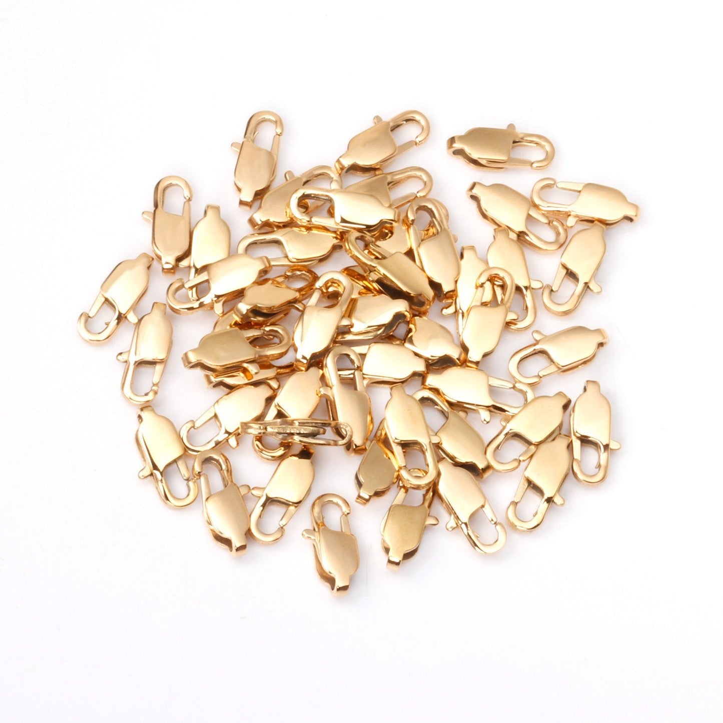 ASON 50/pcs Gold/Silver Color Stainless Steel Lobster Clasp for Necklace Bracelet Findings Connector DIY Jewelry Making Supplies