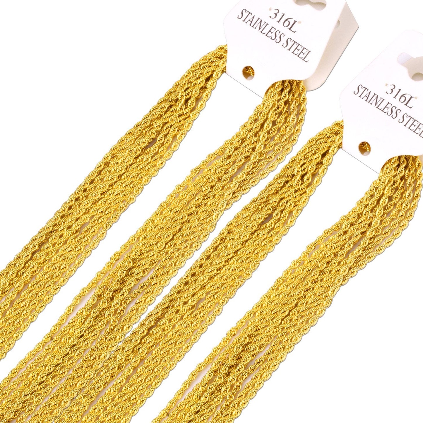 ASON 10pcs/lots Stainless Steel Twist Chains Necklace Women Men 2mm Length 45cm 50cm 55cm 60cm Long Chain Jewelry Accessories