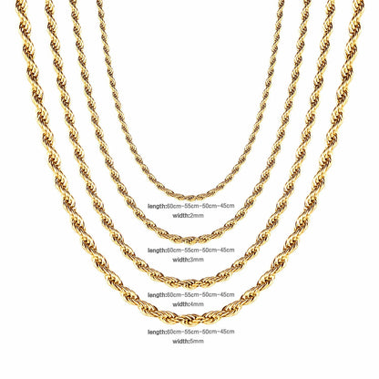 ASON 1pc Sale Stainless Steel Twist Chains Necklace For Women Men Hiphop Jewelry 2mm 3mm Necklace For Pendants Wholesale Support