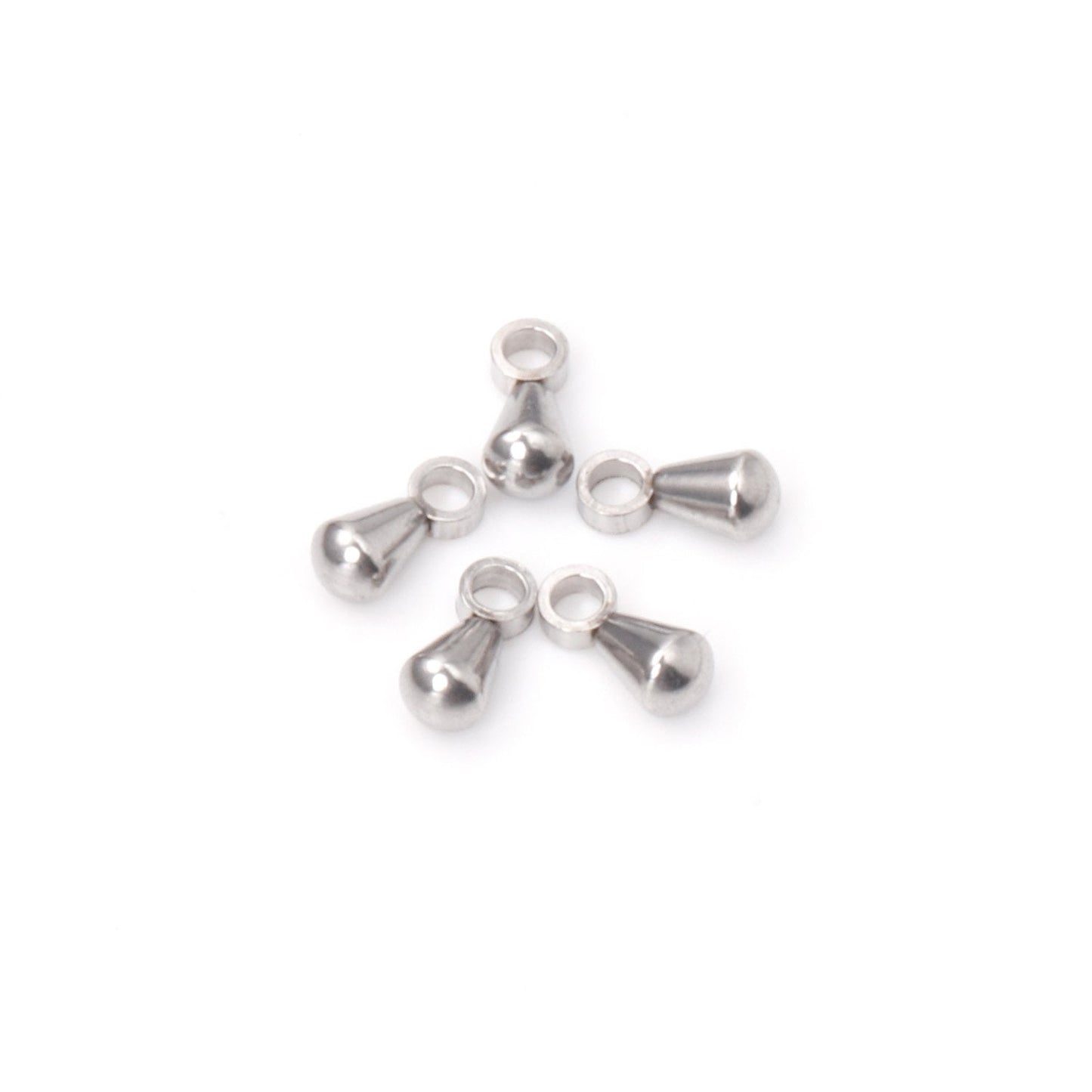 ASON 100pc/Lot 316L Stainless Steel Waterdrop End Beads For DIY Extender Chain Pendant Jewelry Making Findings Accessories