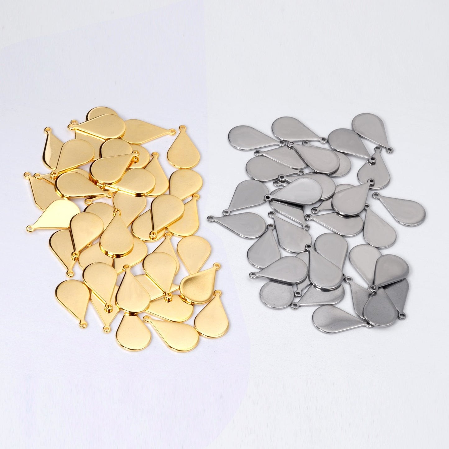 ASON 100pcs/lot Stainless Steel Oval Pendant Charm Wholesale Gold Silver Color For Necklace Bracelet Jewelry Making Supplies
