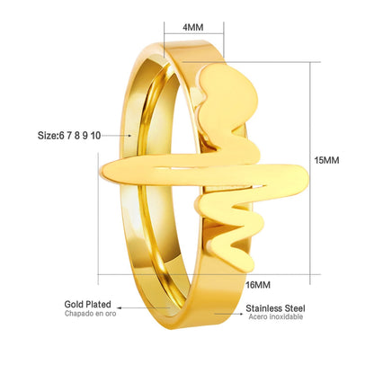 ASON Heartbeat Doctor Nurse Rings Jewelry Stainless Steel Gold Color Engagement Rings Party Wholesale Collier Gift Wedding