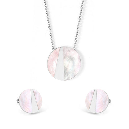 Trendy Elegant Shell Shape Stainless Steel Necklaces Earrings Sets For Ladies Luxury Jewellry Sets pendientes mujer