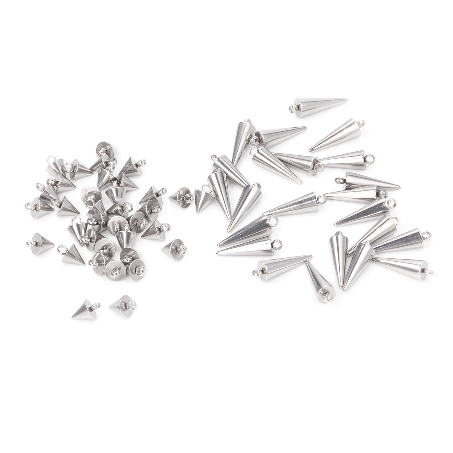 ASON 50pcs/lot Circular Cone Charms Small Cone Pendant Stainless Steel Geometric Accessories For DIY Jewelry Making Handmade
