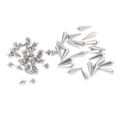 ASON 50pcs/lot Circular Cone Charms Small Cone Pendant Stainless Steel Geometric Accessories For DIY Jewelry Making Handmade