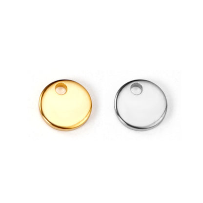 ASON 100pcs Single Hole Disc Pendant Round Stainless Steel  Charm For Necklace Bracelet DRY Handmade Jewelry Making Supplies