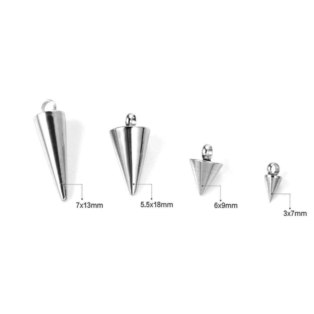 ASON 50pcs/lot Circular Cone Charms Small Cone Pendant Stainless Steel Geometric Accessories For DIY Jewelry Making Handmade