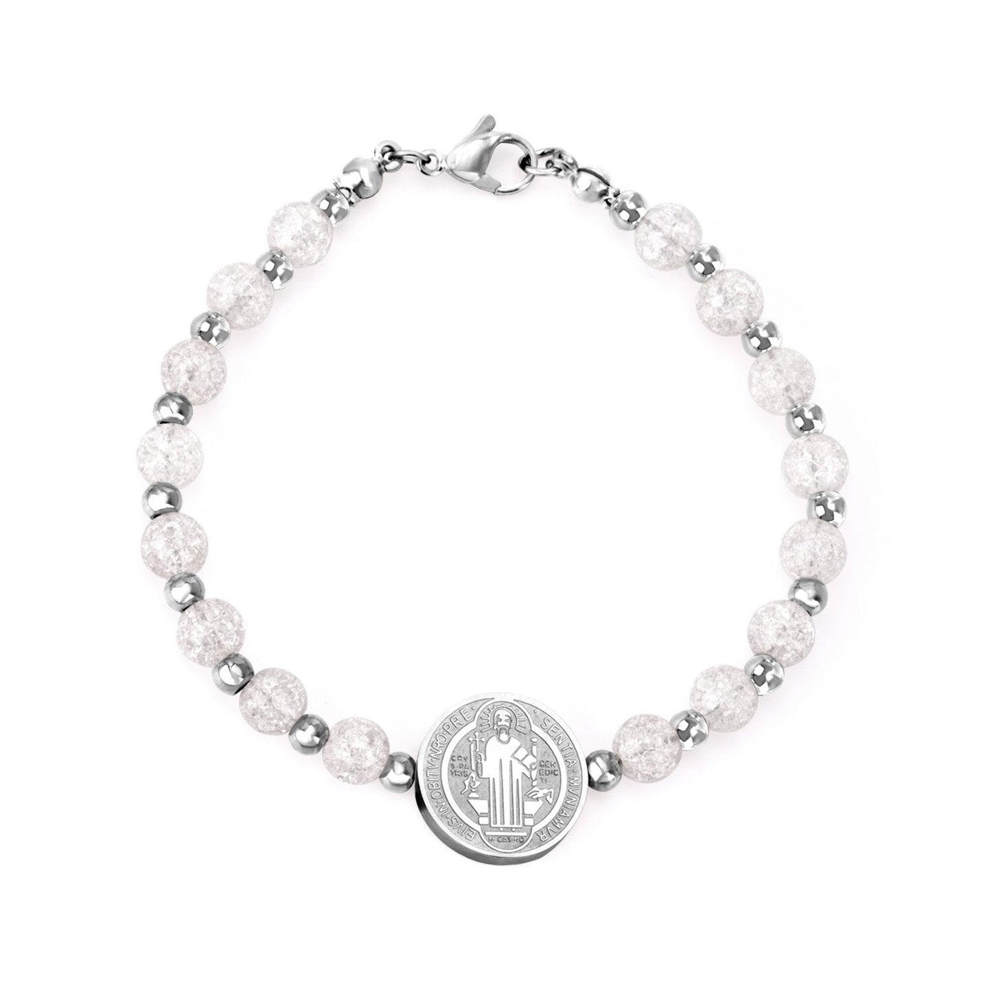 ASON Beaded Crystal Round Jesu Pendants Bracelets & Bangles For Women Girl Stainless Steel Beads pulseira Bracelets Party