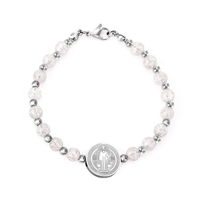 ASON Beaded Crystal Round Jesu Pendants Bracelets & Bangles For Women Girl Stainless Steel Beads pulseira Bracelets Party