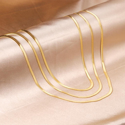 Wholesale Triple Chain Flat Snake Chains Collier For Women Collar 18K Gold Plated Luxury Necklaces Chain Bohemia Trendy 2025