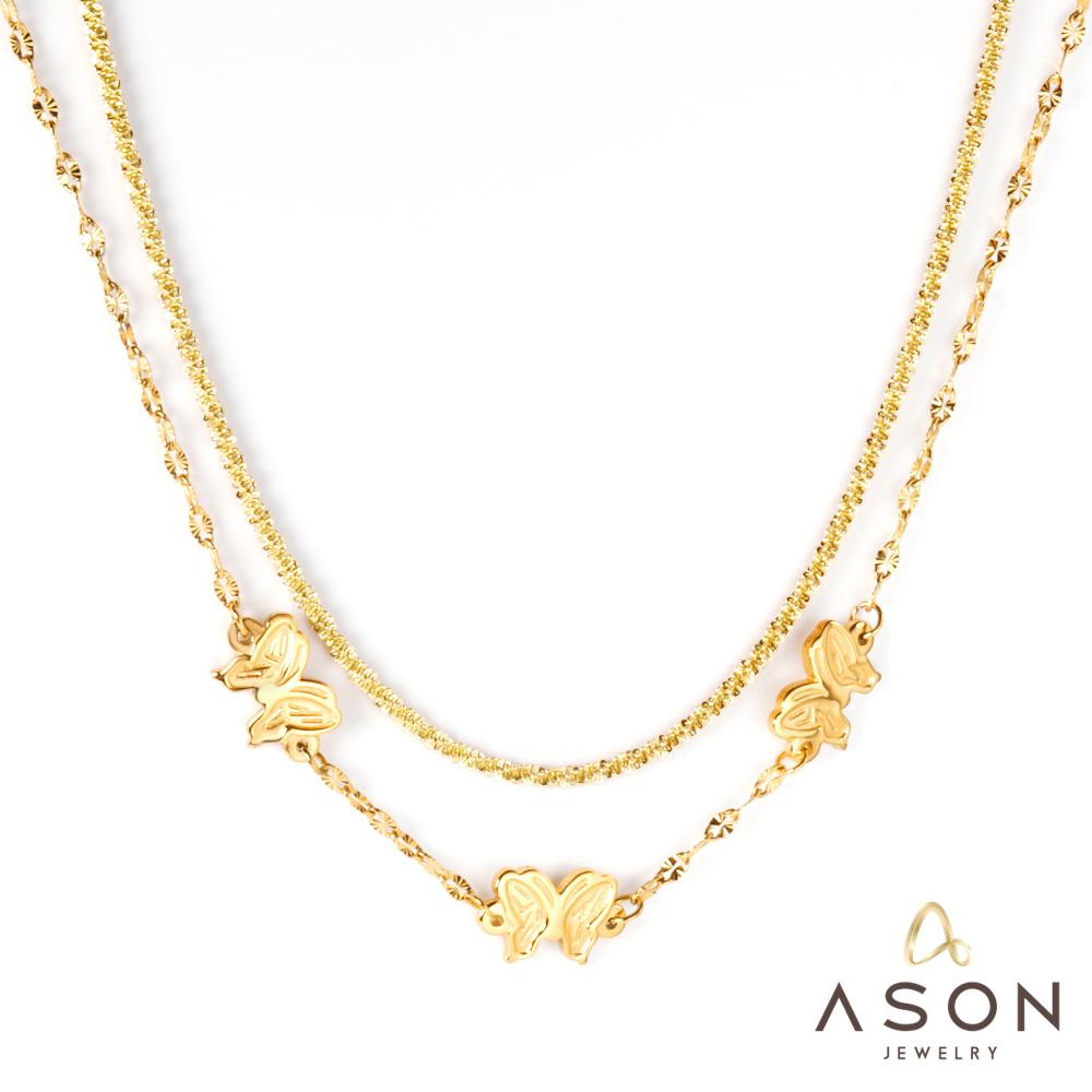ASON Trendy Multi-layer Butterfly Pendant Necklace 316L Stainless Steel Chains for Women Fashion Jewelry Accessories