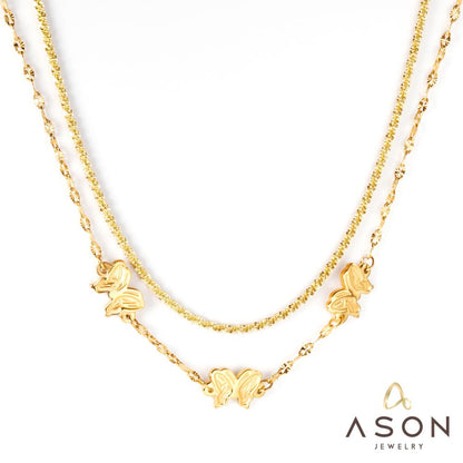 ASON Trendy Multi-layer Butterfly Pendant Necklace 316L Stainless Steel Chains for Women Fashion Jewelry Accessories