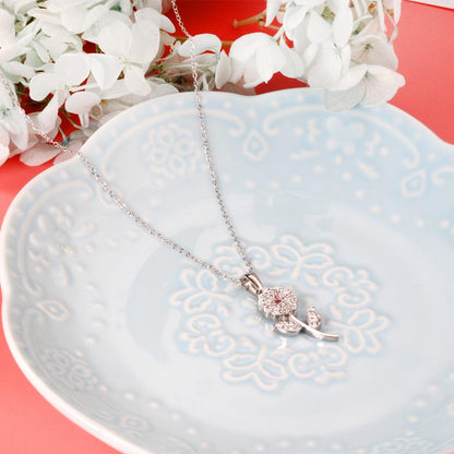 Floral Charm On The Neck Flower Pendant With Zirconia Stone Necklace Elegant Ladies Collar For Girls Gift Friends
