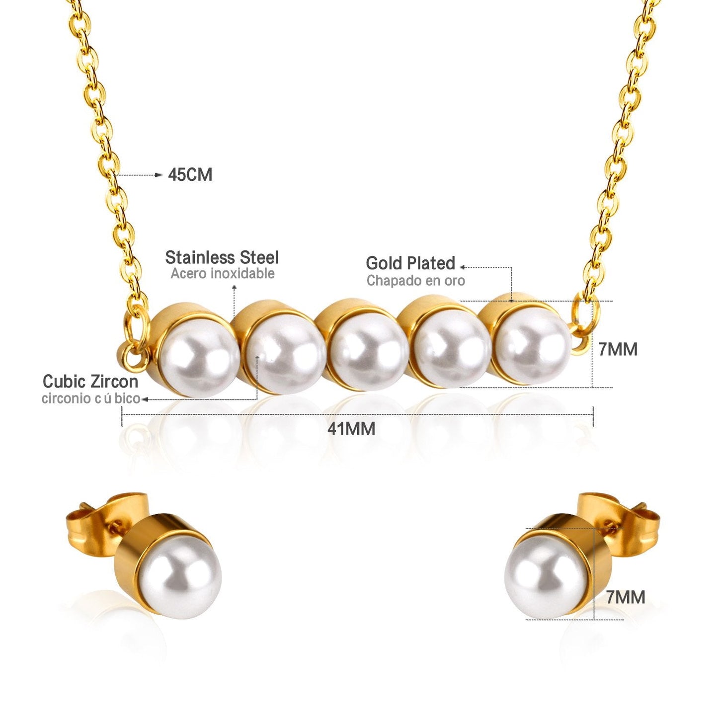 New Fake Pearl Wedding Jewelry Set Crystal Necklace Jewelry Sets Party Women Necklace Bridal Earrings