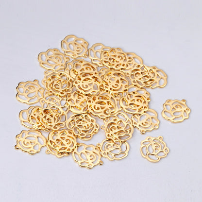 ASON100 Pcs/Lot Rose Pendant 316L Stainless Steel Flowers Charm Wholesale Gold Silver Color For Necklace Bracelet Jewelry Making