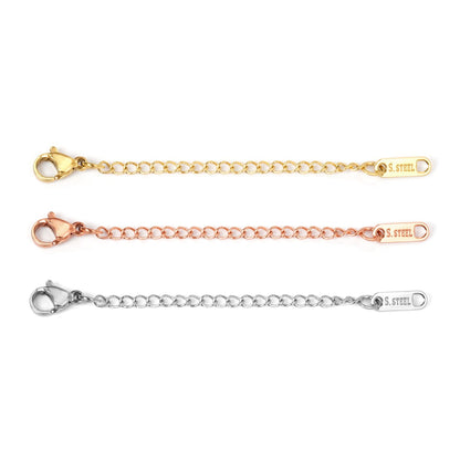 ASON 10pcs/lot Extended Extension Gold Tail Chain Stainless Steel Lobster Clasps Connector DIY Jewelry Making Bracelet Necklaces