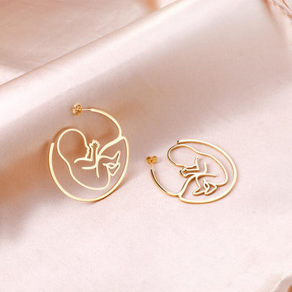 Stainless Steel Baby Shape Stud Earring Fashion Jewelry Bronco No Fade Gold Color Earring Fashion Jewelry Collier