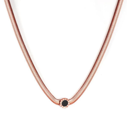 Jewlery Collar Love 10MM Round Pendants Necklaces Rose Gold Stainless Steel 6mm Width Chains Necklace For Women set