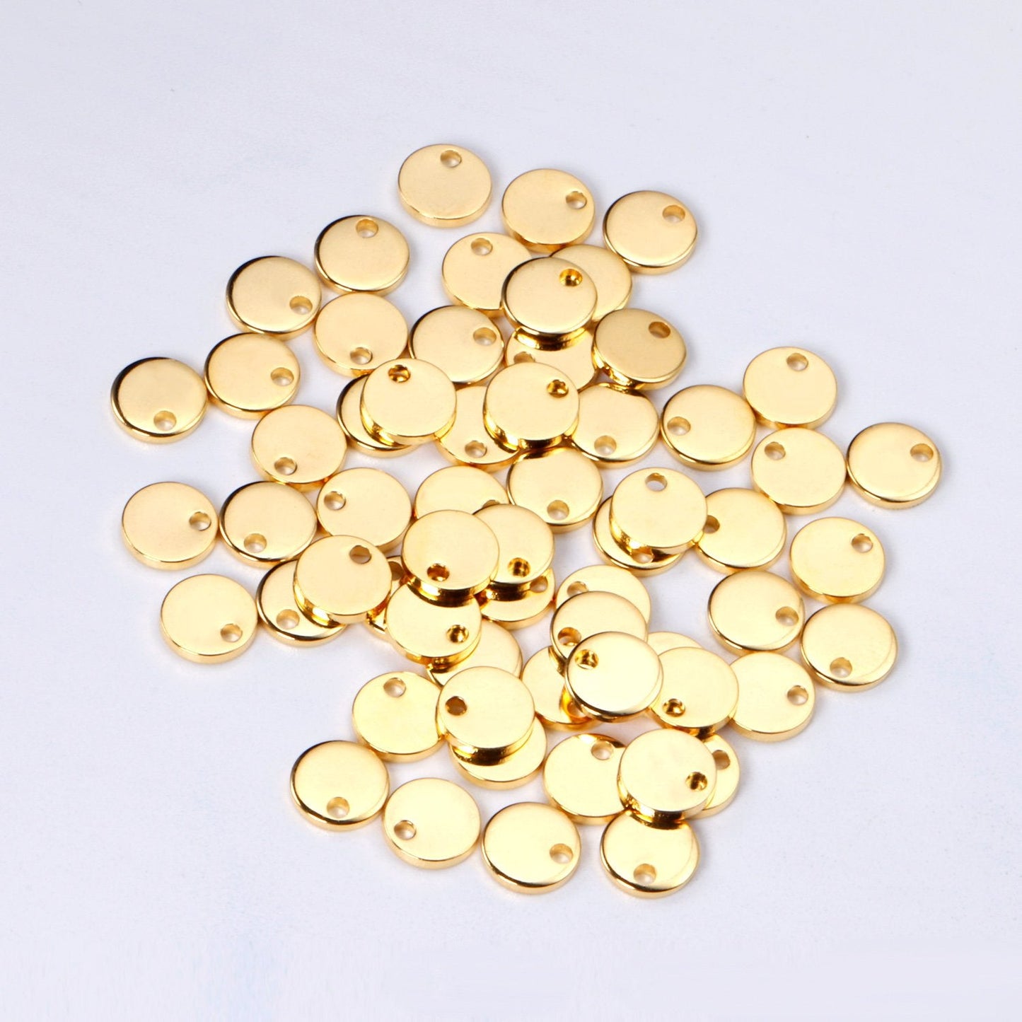ASON 100pcs Single Hole Disc Pendant Round Stainless Steel  Charm For Necklace Bracelet DRY Handmade Jewelry Making Supplies