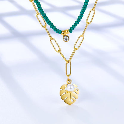 Double Layered Necklace Imitation Pearl Beads Snake Choker For Woman Trendy Collier Vintage Tennis Aesthetic Jewlry