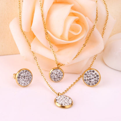Fashion Cubic Zirconia Pendant Necklace Earrings Set For Woman Bride Wedding Jewelry Accessories pendientes bijoux