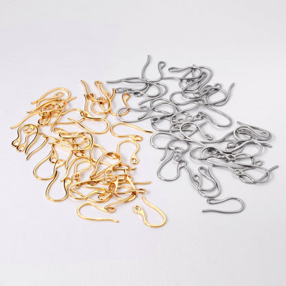 100pcs/lot Fashion Earring Ear Hook Stainless Steel Gold Silver Color Wholesale Hooks Earwires For DIY Jewelry Making Finding