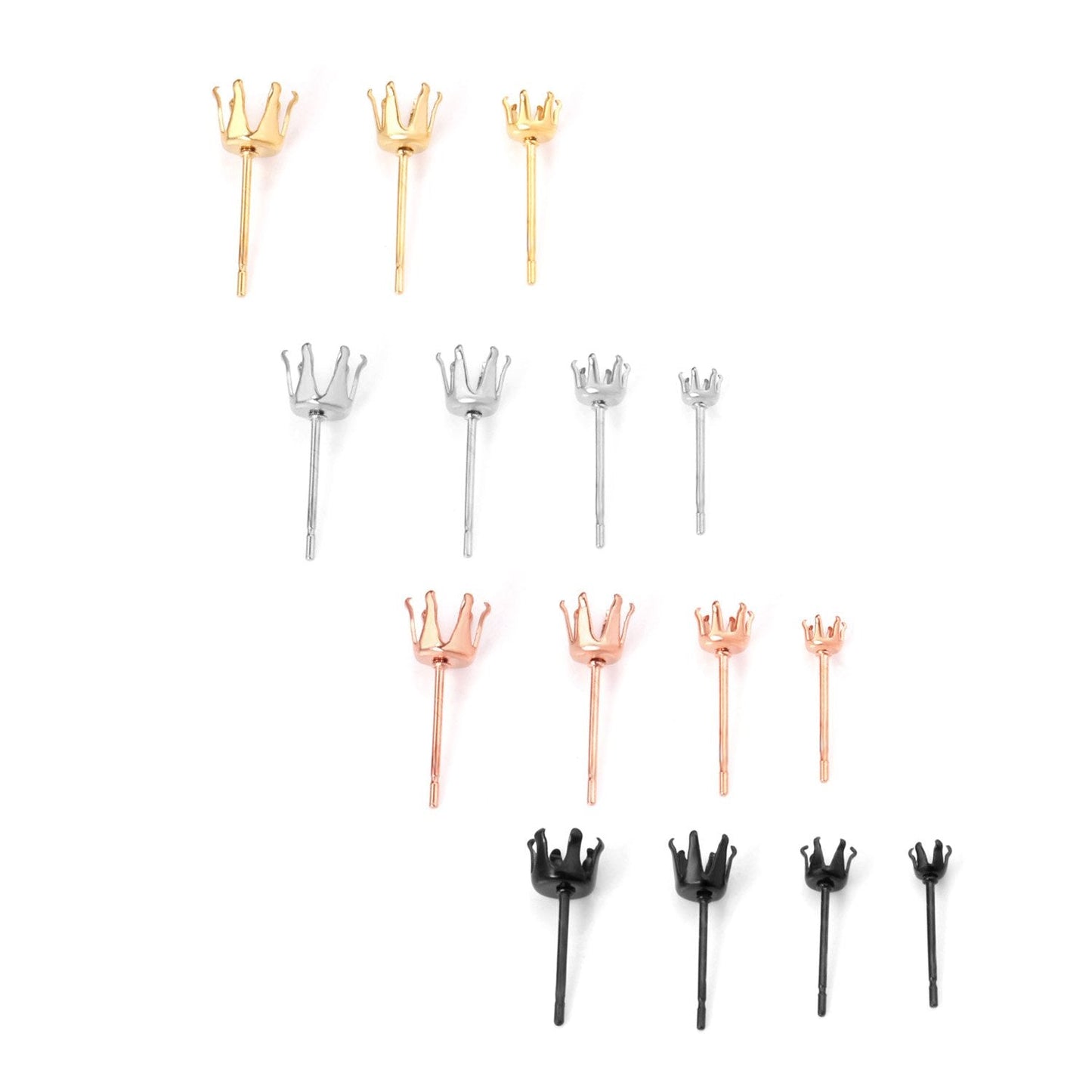 ASON 100pcs/Lot Stainless Steel Round Blank Earring Setting Fit Crystal Cabochons Earring Base for Jewelry Making Accessories